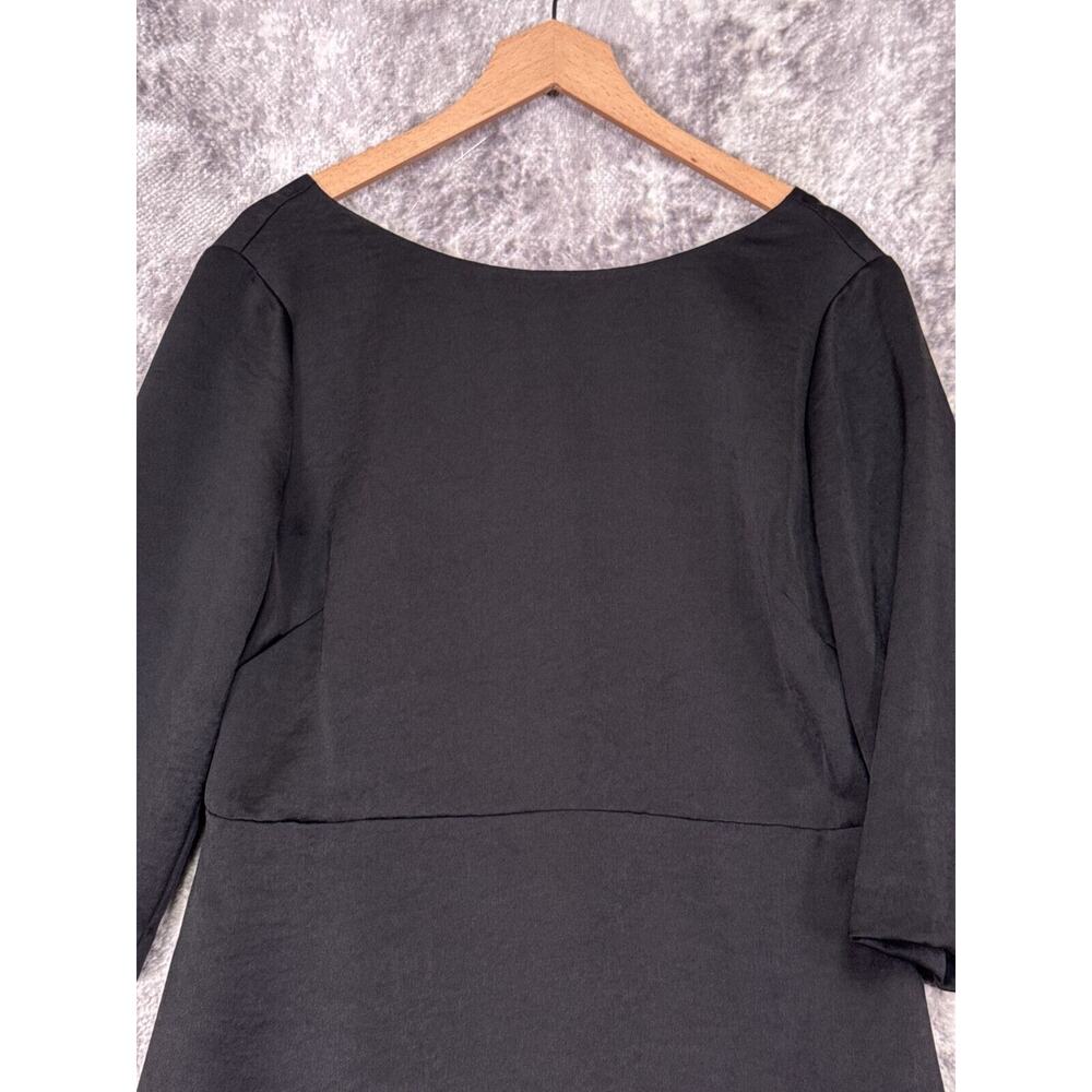 New Boden Dress 12 R Womens Black Satin Asymmetrical Midi Maxi - Picture 3 of 10